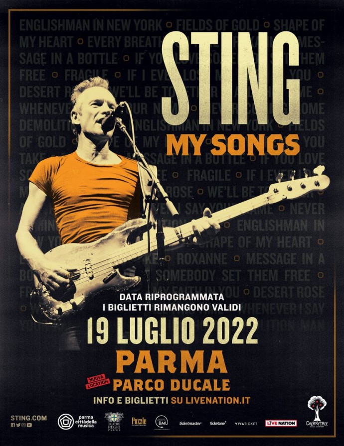 Sting: il concerto a Parma è riprogrammato il 19 luglio 2022 Parco Ducale
